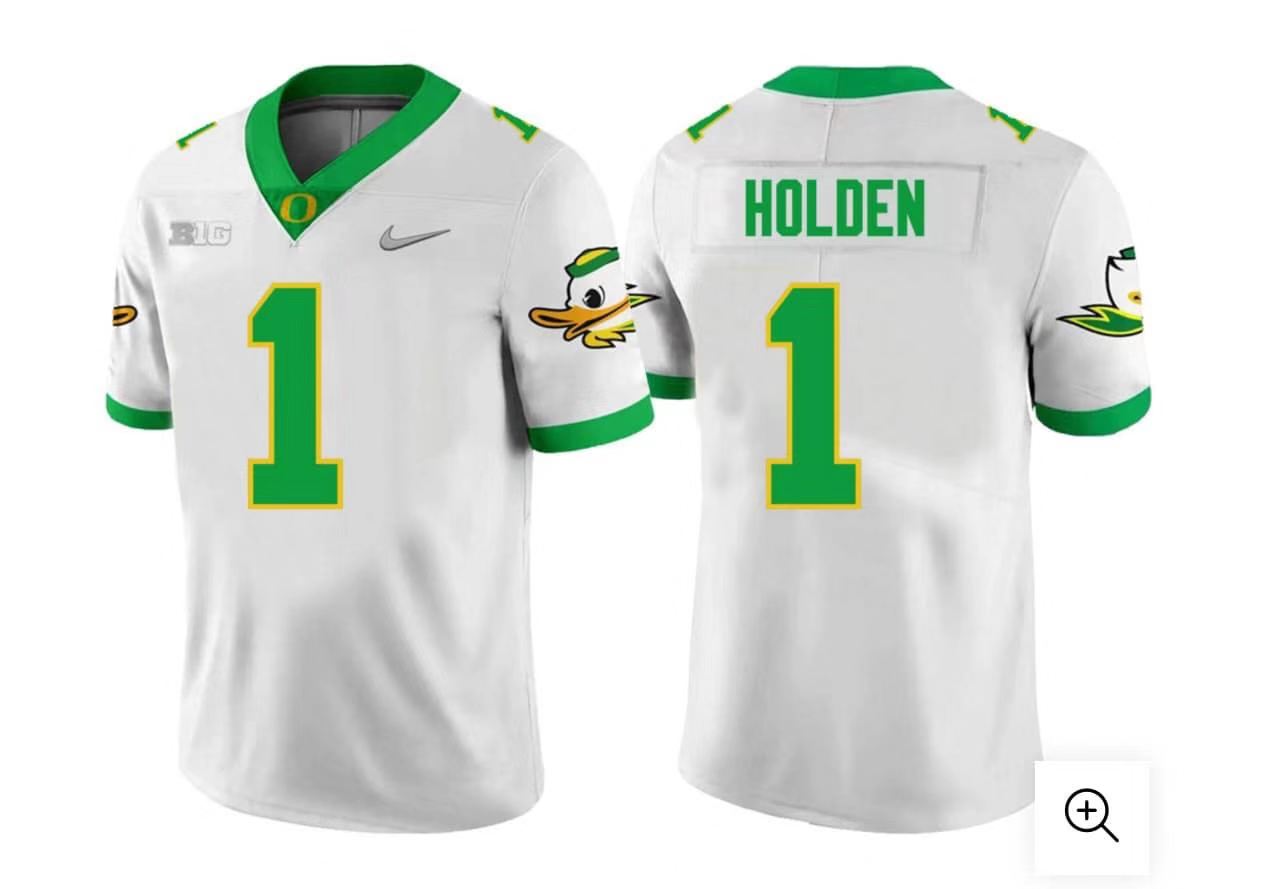 Men Oregon Ducks #1 Holden White Stitched NCAA Football Jersey