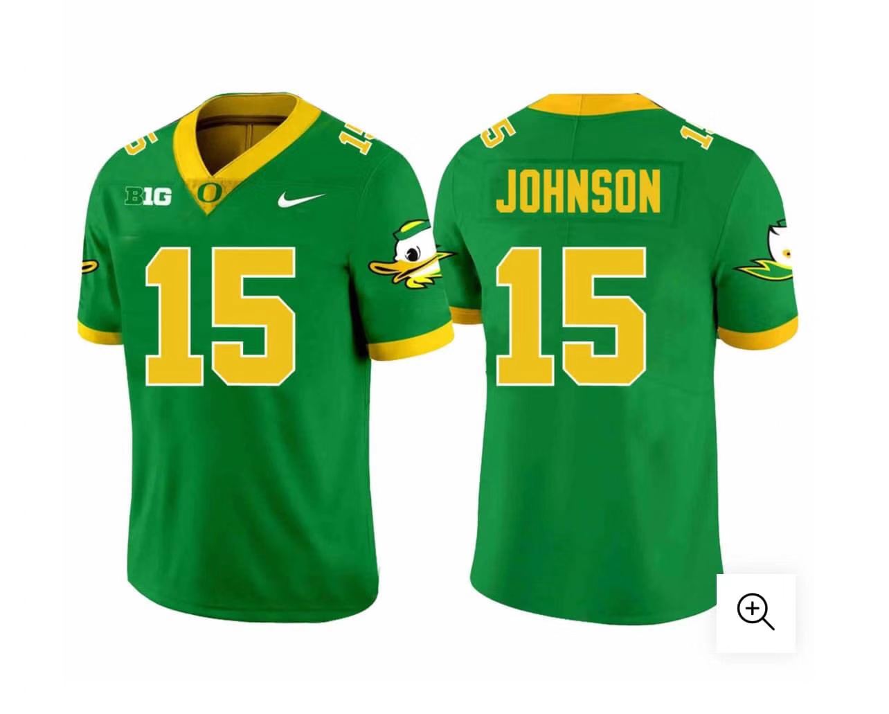 Men Oregon Ducks #15 JOHNSON Green Stitched NCAA Football Jersey