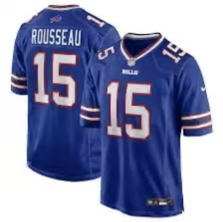 Men's Buffalo Bills #15 Rousseau Blue Stitched NFL Jersey