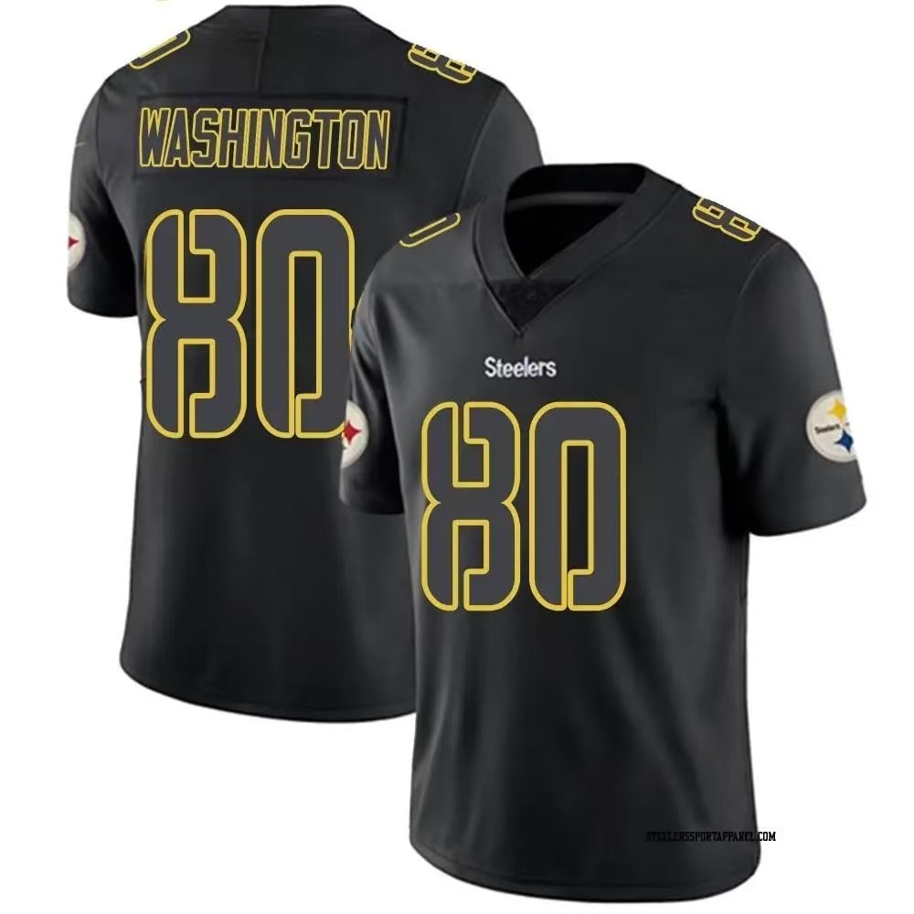 Pittsburgh Steelers 80 Washington Black Stitched NFL Jersey
