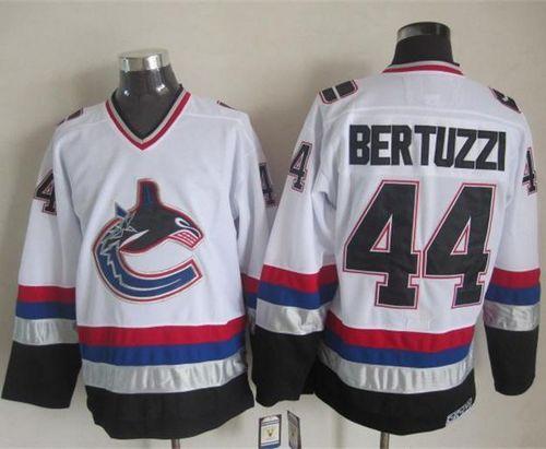 Canucks #44 Todd Bertuzzi White/Blue CCM Throwback Stitched NHL Jersey