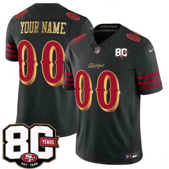 Men San Francisco 49ers Active Player Custom Black 80th Anniversary Patch Rivalries 2026 F U S E Vapor Untouchabl Limited Stitched Football Jersey