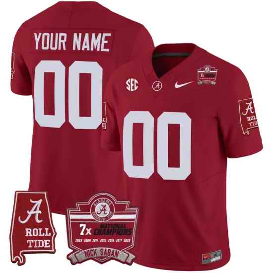 Men Women Youth Alabama Crimson Tide Nick Saban 7x Champions Patch Vapor Custom Jersey All Stitched Crimson