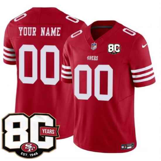 Men San Francisco 49ers Active Player Custom Red 80th Anniversary Patch 2026 F U S E Vapor Untouchabl2026 F U S E Vapor Untouchable Limited Stitched Foot