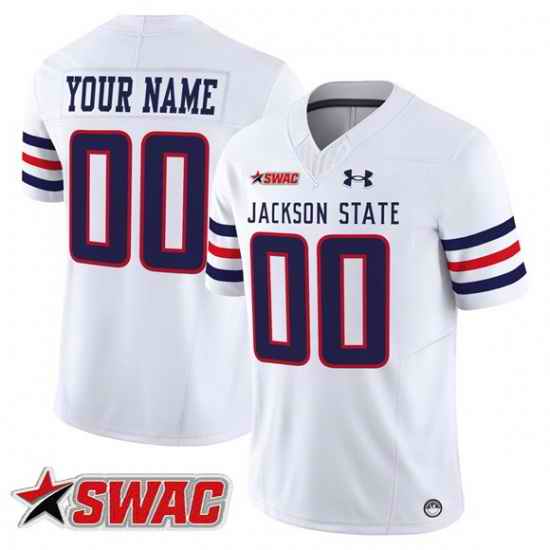 Men Jackson State Tigers ACTIVE PLAYER Custom White 2026 F U S E  Vapor Limited Stitched Football Jerseys