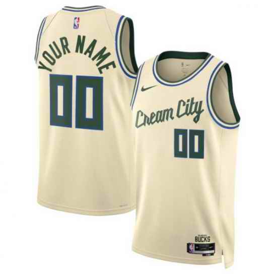 Milwaukee Bucks Nike Unisex 2025 2026 City Edition Swingman Custom Jersey Cream