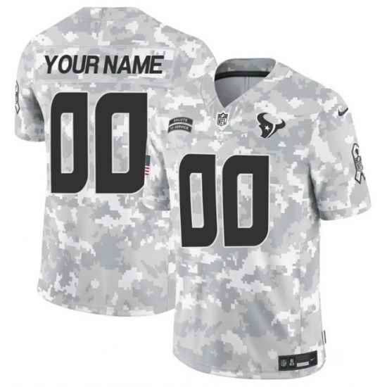 Men Houston Texans Active Player Custom 2024 F U S E Arctic Camo Salute To Service Limited Stitched Football Jersey