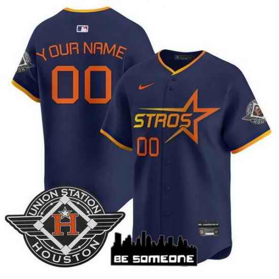 Men Women Youth Houston Astros Active Player Custom Navy 2025 City Connect Limited Stitched Baseball Jerseys