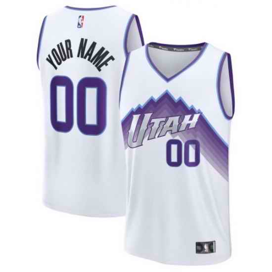 Utah Jazz Fanatics Fast Break Replica Custom Jersey White Association Edition