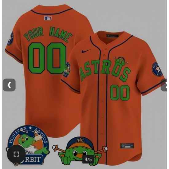 Men Women Youth Custom Astros Orbit Patch Vapor Premier Limited Orange Jersey V3 ALL stitched