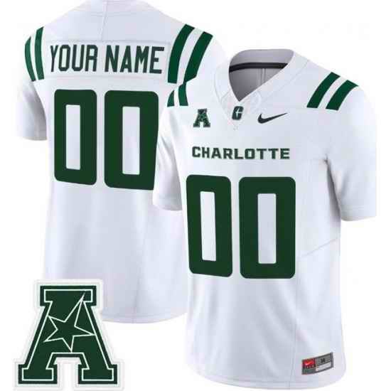 Men Charlotte 49ers ACTIVE PLAYER Custom White 2025 F U S E  Vapor Limited Stitched Football Jersey