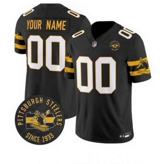 Men Women Youth Custom Pittsburgh Steelers Throwback 1933 Patch Vapor Limited Jersey Black Jersey