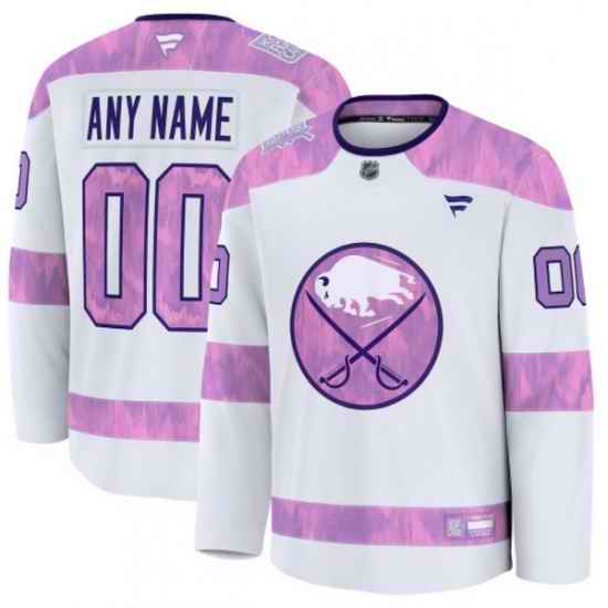 Men Women Youth Buffalo Sabres Fanatics 2024 Hockey Fights Cancer Custom Practice Jersey White