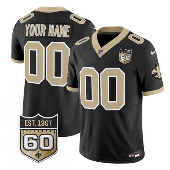 Men New Orleans Saints Active Player Custom Black F U S E 60th Anniversary Patch Vapor Limited Stitched Football Jersey