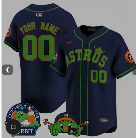 Men Women Youth Custom Astros Orbit Patch Vapor Premier Limited Navy Jersey V3 ALL stitched