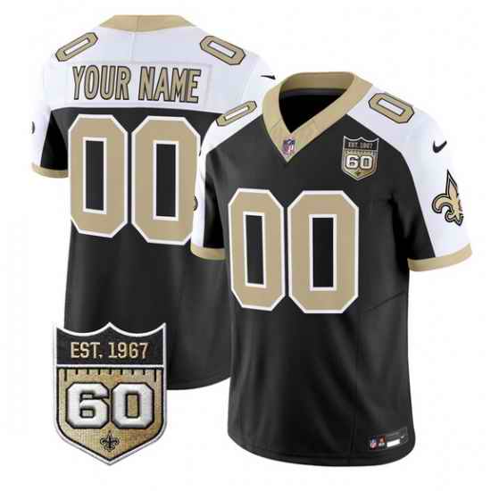 Men New Orleans Saints Active Player Custom Black Alternate F U S E 60th Anniversary Patch Vapor Limited Stitched Football Jersey