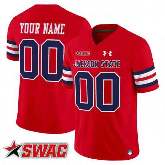 Men Jackson State Tigers ACTIVE PLAYER Custom Red 2026 F U S E  Vapor Limited Stitched Football Jersey