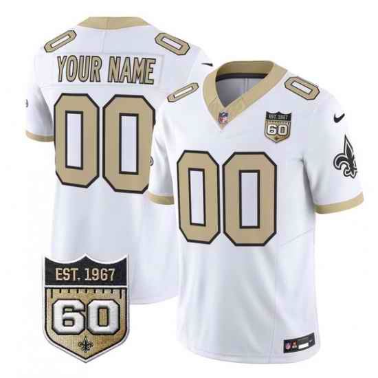 Men New Orleans Saints Active Player Custom White F U S E 60th Anniversary Patch Vapor Limited Stitched Football Jersey