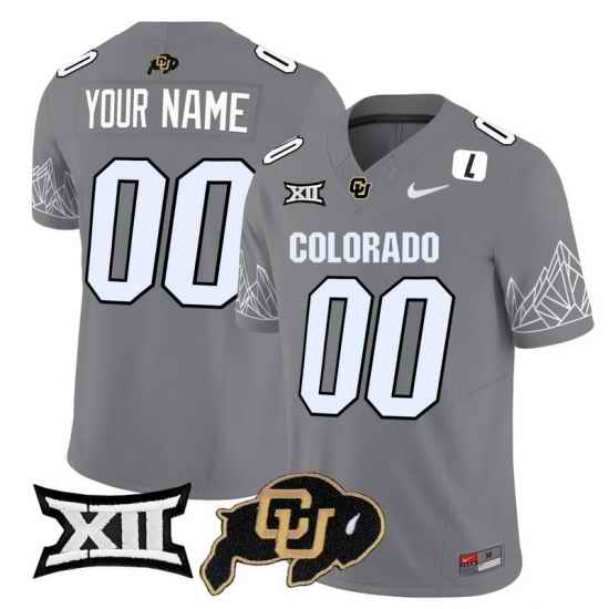 Men Women Youth Colorado Buffaloes Gray Vapor Limited Custom Jersey V2 Big 12 XII Patch All Stitched White Patch