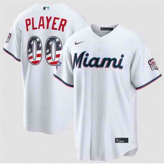 Men Miami Marlins Active Player Custom White 2026 All Star Edition Stars  Stripes Stadium Pick A Player Stitched Baseball Jersey