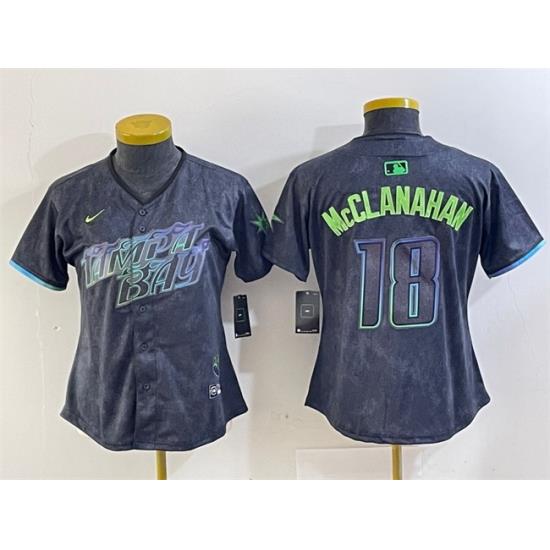 Women Tampa Bay Rays 18 Shane McClanahan Charcoal 2024 City Connect Limited Stitched Baseball Jersey 2