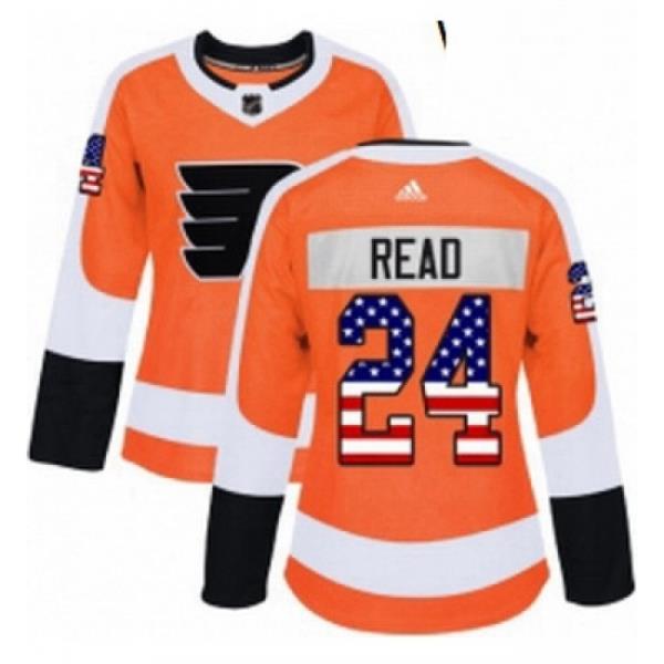 Womens Adidas Philadelphia Flyers 24 Matt Read Authentic Orange USA Flag Fashion NHL Jersey