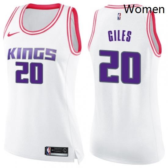 Womens Nike Sacramento Kings 20 Harry Giles Swingman WhitePink Fashion NBA Jersey