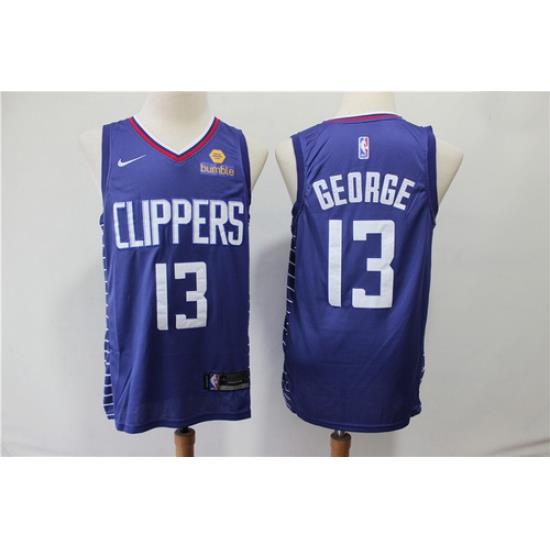 Clippers 13 Paul George Blue Nike Swingman Jersey