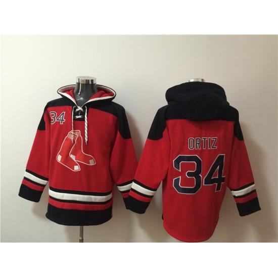 Men Boston Red Sox 34 David Ortiz Ageless Must Have Lace Up Pullover Hoodie