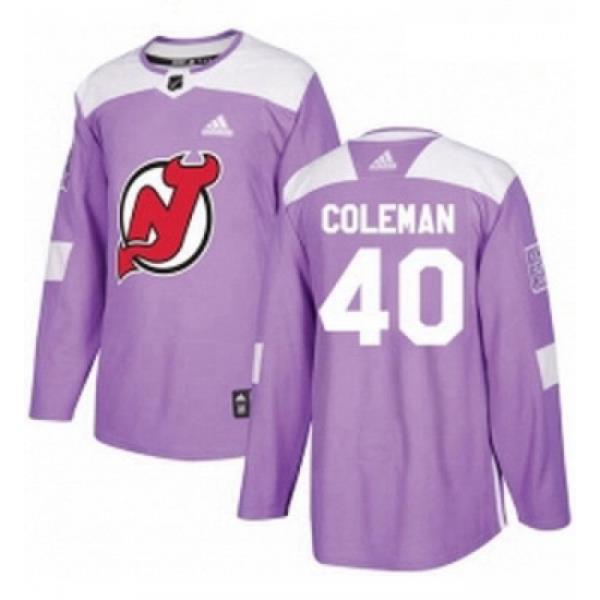 Youth Adidas New Jersey Devils 40 Blake Coleman Authentic Purple Fights Cancer Practice NHL Jersey