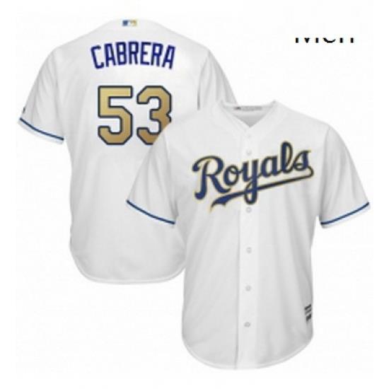 Mens Majestic Kansas City Royals 53 Melky Cabrera Replica White Home Cool Base MLB Jersey