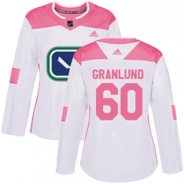 Womens Adidas Vancouver Canucks 60 Markus Granlund Authentic WhitePink Fashion NHL Jersey