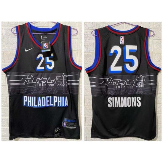 Men Philadelphia 76ers 25 Ben Simmons Black 2020 21 City Edition Nike Swingman Jersey