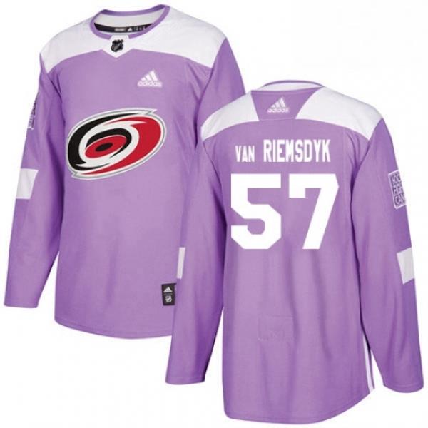 Mens Adidas Carolina Hurricanes 57 Trevor Van Riemsdyk Authentic Purple Fights Cancer Practice NHL Jersey