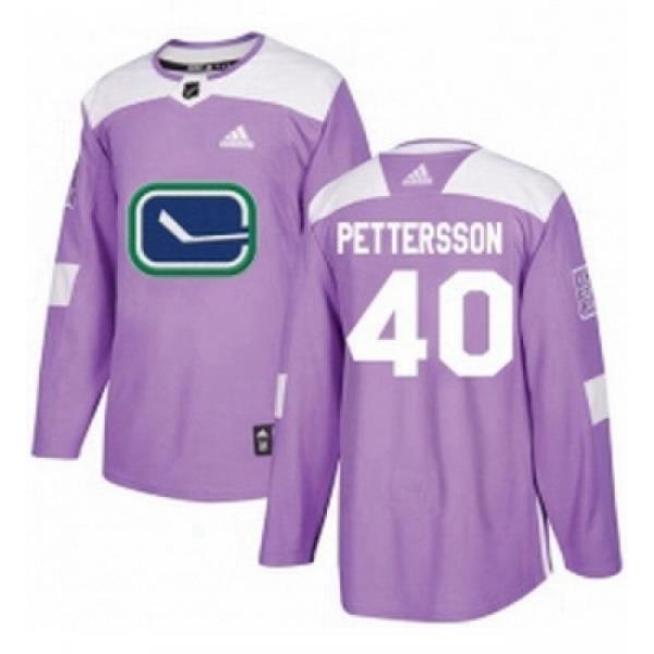 Youth Adidas Vancouver Canucks 40 Elias Pettersson Purple Authentic Fights Cancer Stitched NHL Jersey
