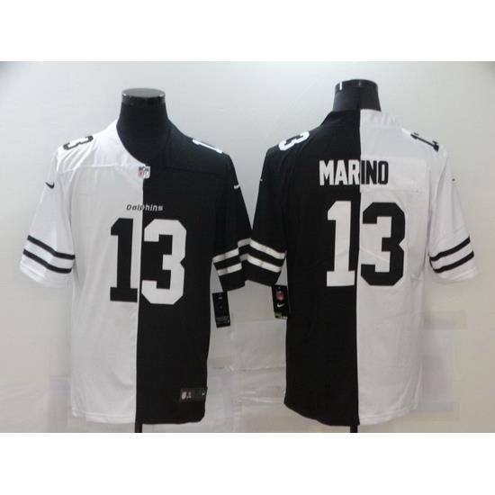 Nike Dolphins 13 Dan Marino Black And White Split Vapor Untouchable Limited Jersey