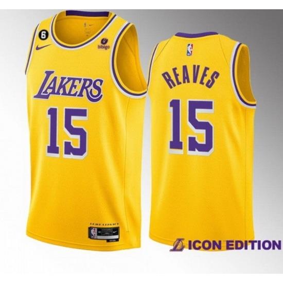 Toddler Los Angeles Lakers 15 Austin Reaves Yellow Edition With NO 6 Patch Stitched Basketball Jersey 001