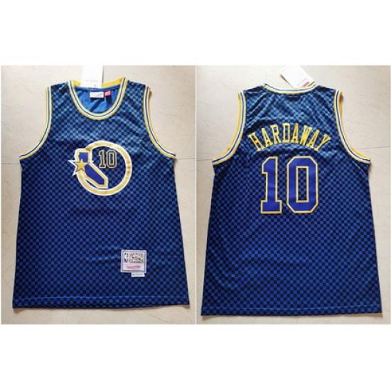 Warriors 10 Tim Hardaway Blue Hardwood Classics Jersey