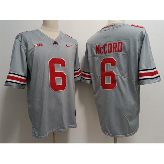 Men Nike Ohio State Buckeyes #6 Kyle McCord Gray College Football Jersey