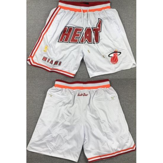 Men Miami Heat White Shorts  28Run Small 29