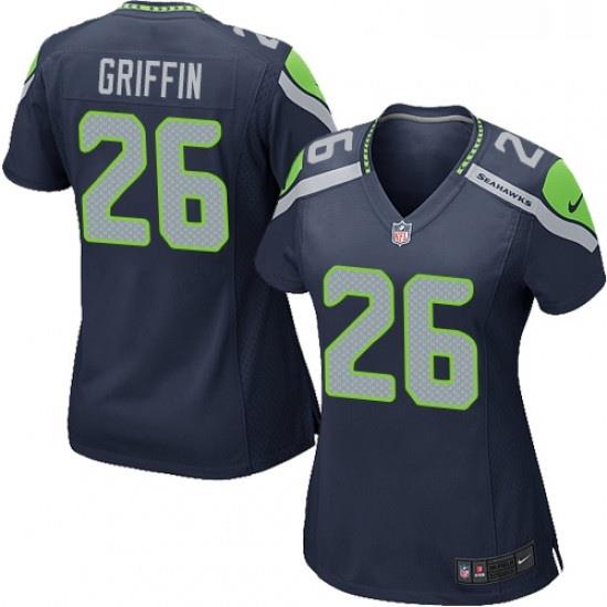 Womens Nike Seattle SeahaWks 26 Shaquill Griffin Game Steel Blue Team Color NFL Jersey