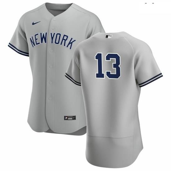Men NeW York Yankees 13 Joey Gallo Men Nike Gray Authentic Road MLB Jersey No Name
