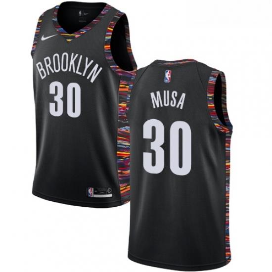 Womens Nike Brooklyn Nets 30 Dzanan Musa Swingman Black NBA Jersey 2018 19 City Edition