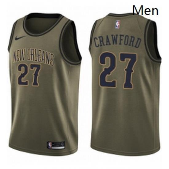 Mens Nike New Orleans Pelicans 27 Jordan Crawford Swingman Green Salute to Service NBA Jersey