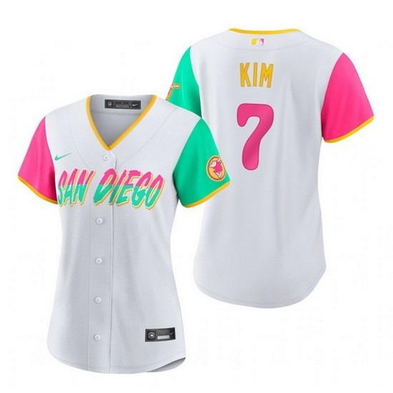Women San Diego Padres 7 Ha Seong Kim 2022 White City Connect Cool Base Stitched Baseball Jersey
