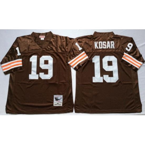 Browns 19 Bernie Kosar Brown Throwback Jersey