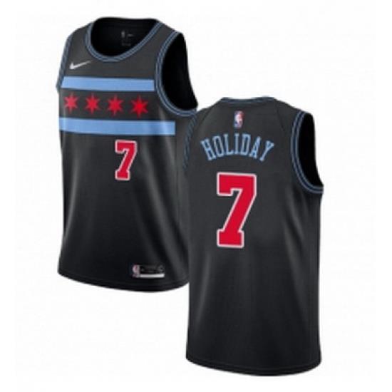 Youth Nike Chicago Bulls 7 Justin Holiday Swingman Black NBA Jersey City Edition