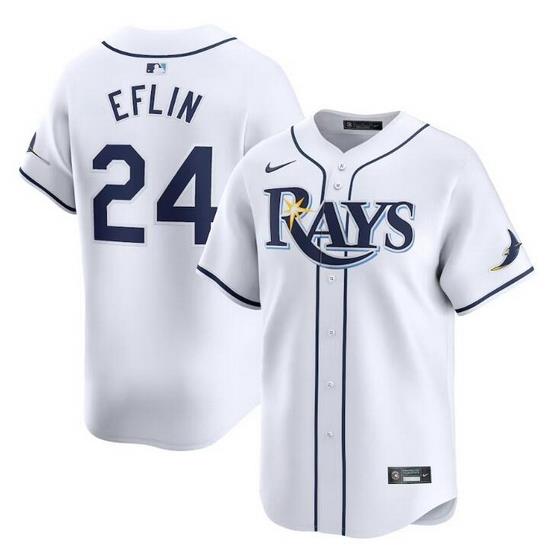 Men Tampa Bay Rays 24 Zach Eflin White Home Limited Stitched Baseball Jersey