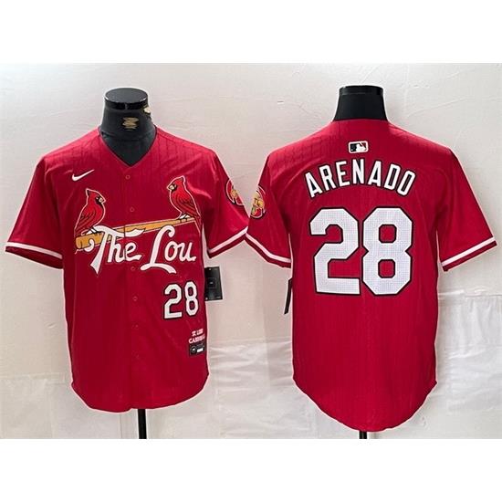 Men St  Louis Cardinals 28 Nolan Arenado Red 2024 City Connect Stitched Baseball Jersey
