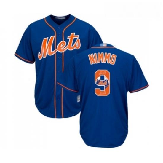 Mens NeW York Mets 9 Brandon Nimmo Authentic Royal Blue Team Logo Fashion Cool Base Baseball Jersey